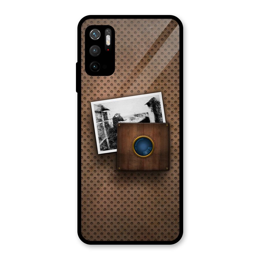 Vintage Wood Camera Glass Back Case for Poco M3 Pro 5G