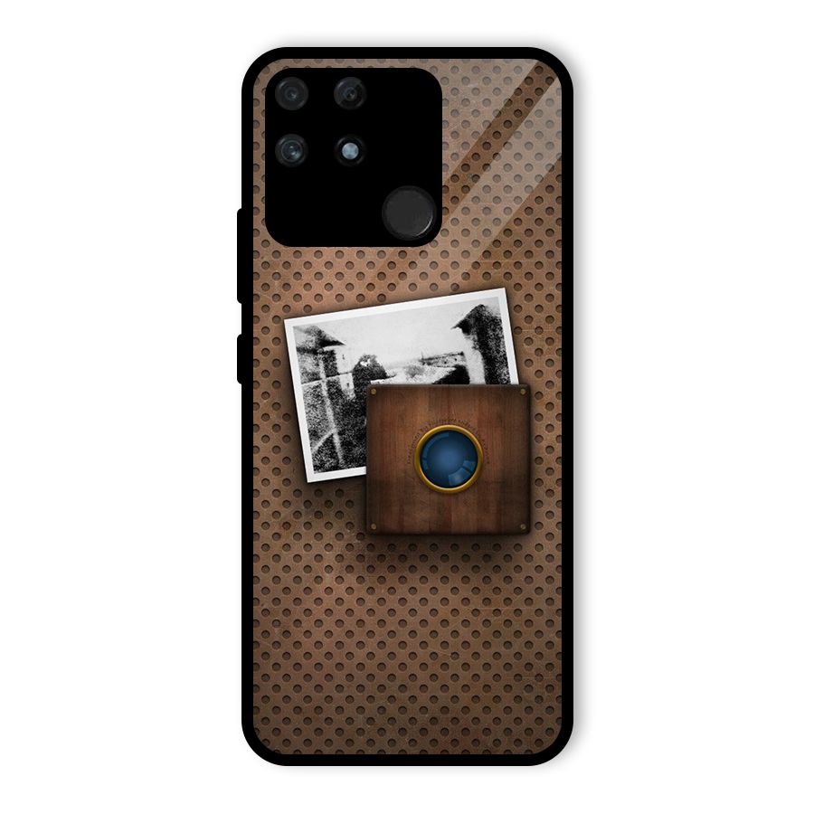 Vintage Wood Camera Glass Back Case for Realme Narzo 50A