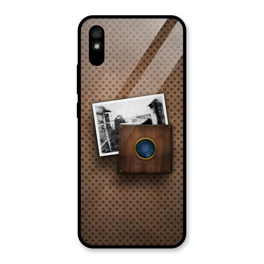 Vintage Wood Camera Glass Back Case for Redmi 9A