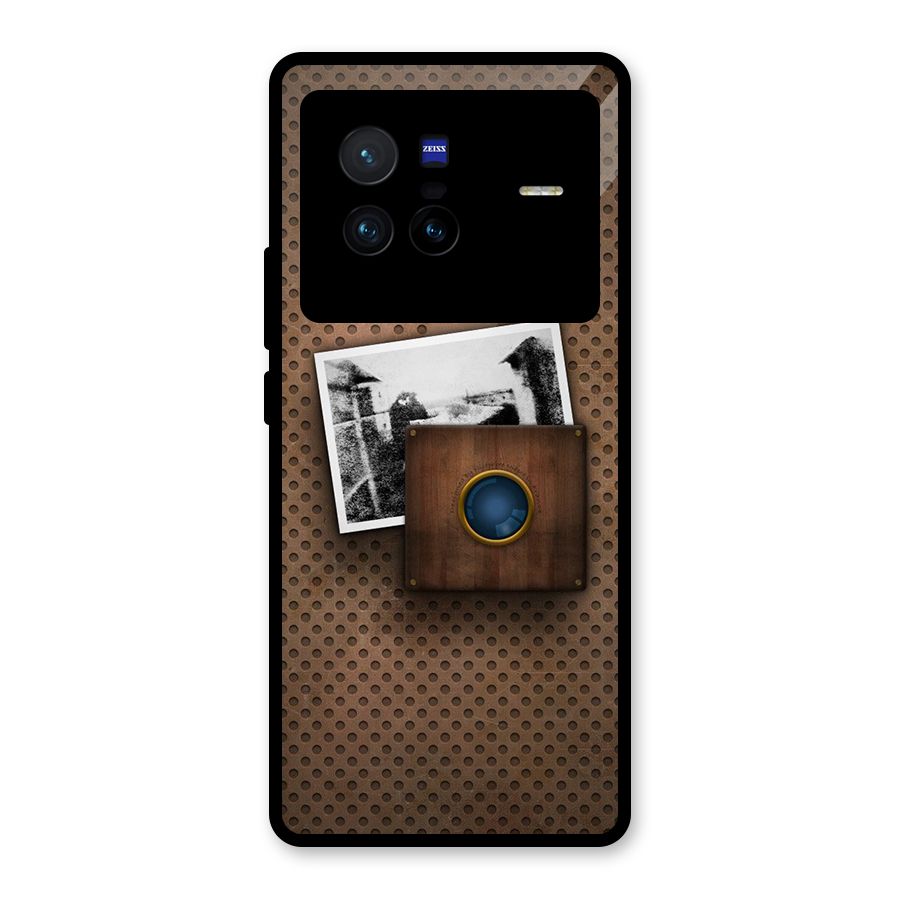 Vintage Wood Camera Glass Back Case for Vivo X80