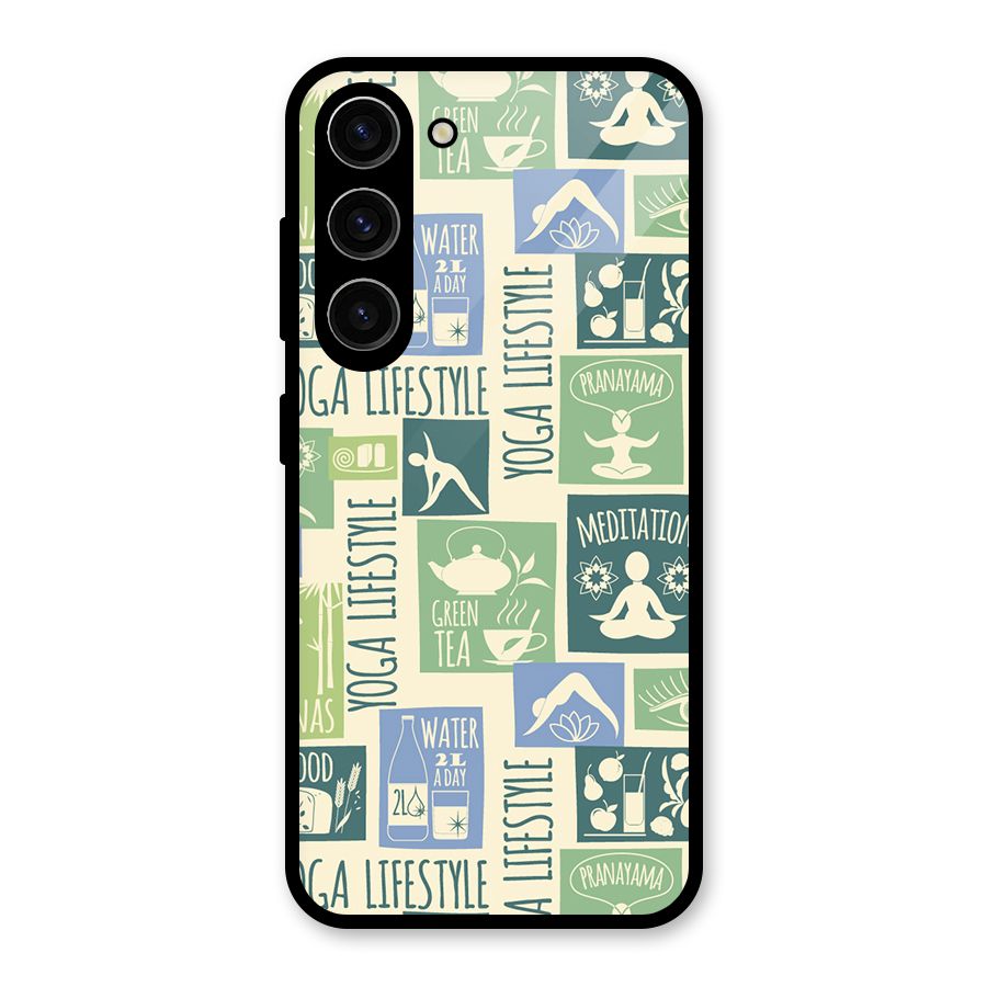 Vintage Yoga Lifestyle Glass Back Case for Galaxy S23