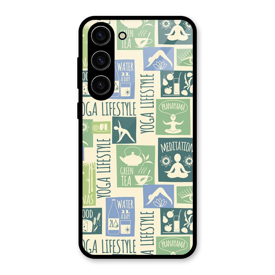 Vintage Yoga Lifestyle Glass Back Case for Galaxy S23 Plus