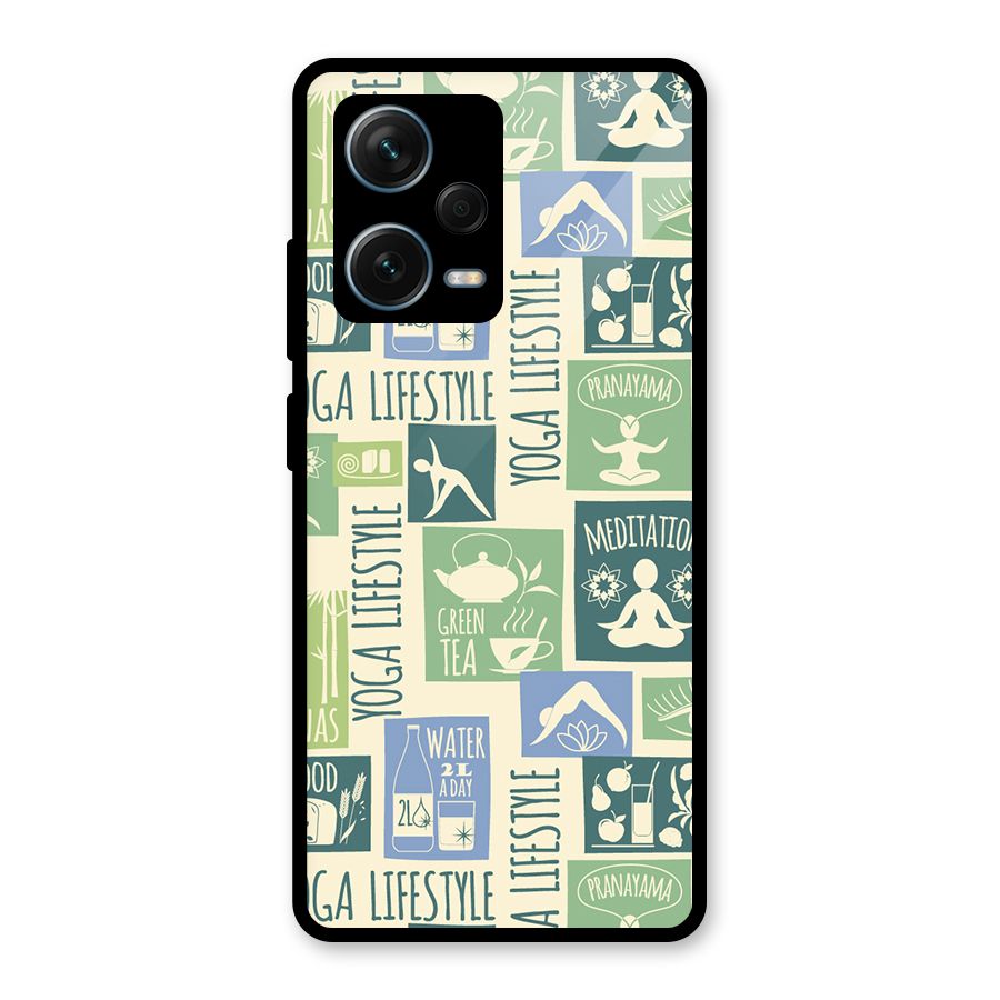 Vintage Yoga Lifestyle Glass Back Case for Redmi Note 12 Pro Plus 5G