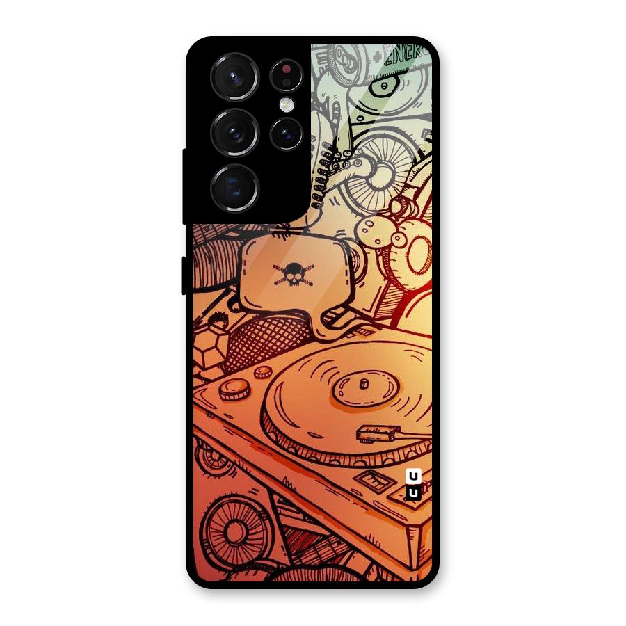 Vinyl Design Glass Back Case for Galaxy S21 Ultra 5G