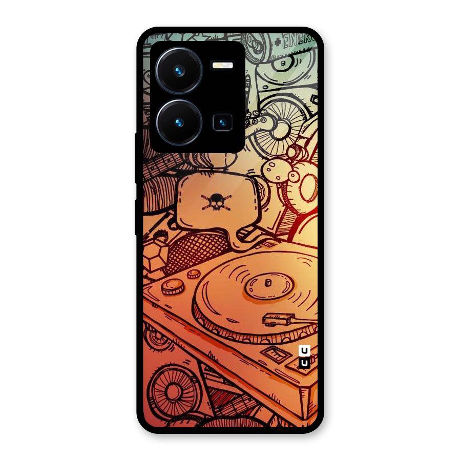 Vinyl Design Glass Back Case for Vivo Y35