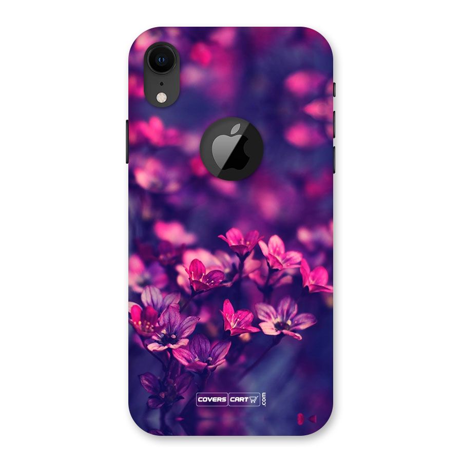 Violet Floral Back Case for iPhone XR Logo Cut