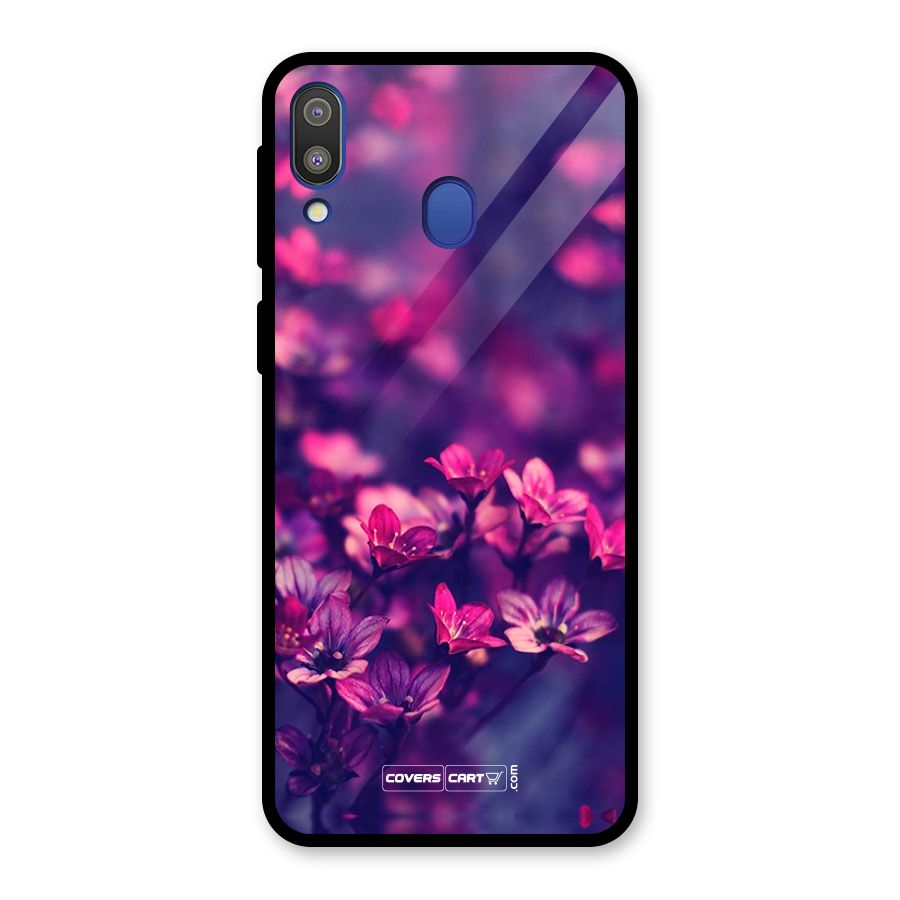 Violet Floral Glass Back Case for Galaxy M20