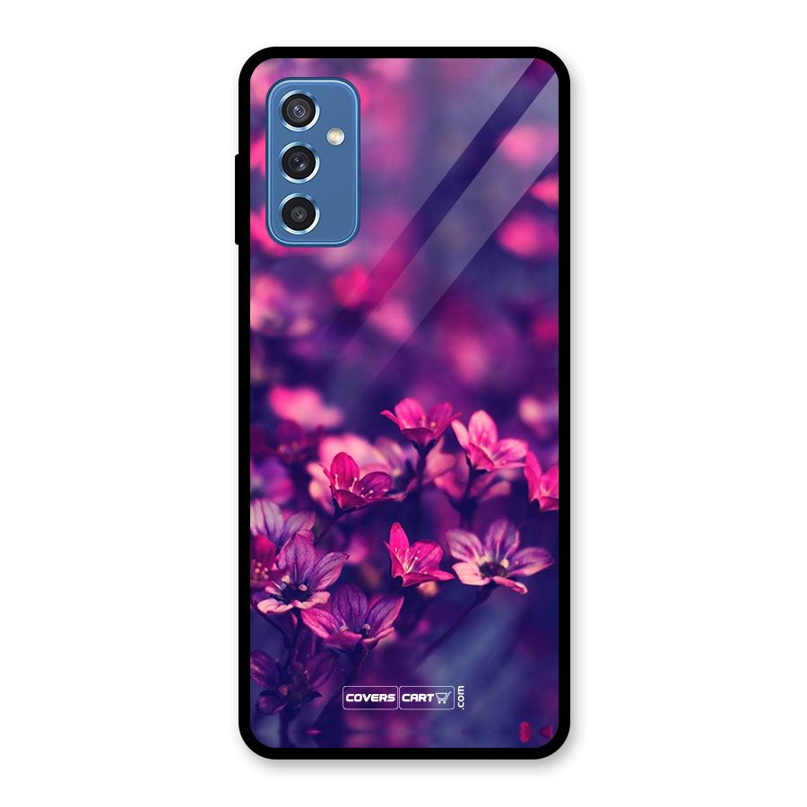 Violet Floral Glass Back Case for Galaxy M52 5G