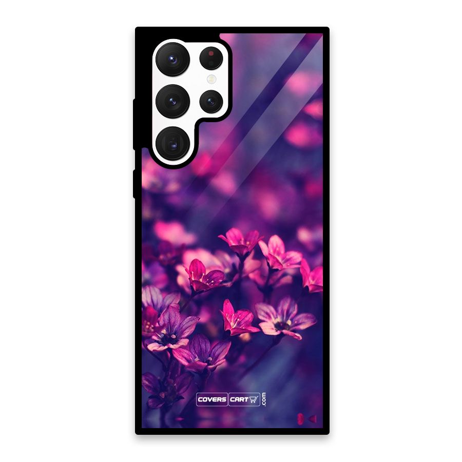 Violet Floral Glass Back Case for Galaxy S22 Ultra 5G