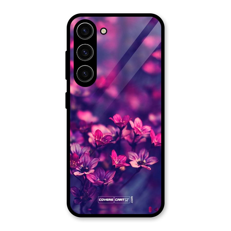 Violet Floral Glass Back Case for Galaxy S23