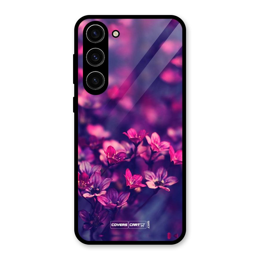 Violet Floral Glass Back Case for Galaxy S23 Plus