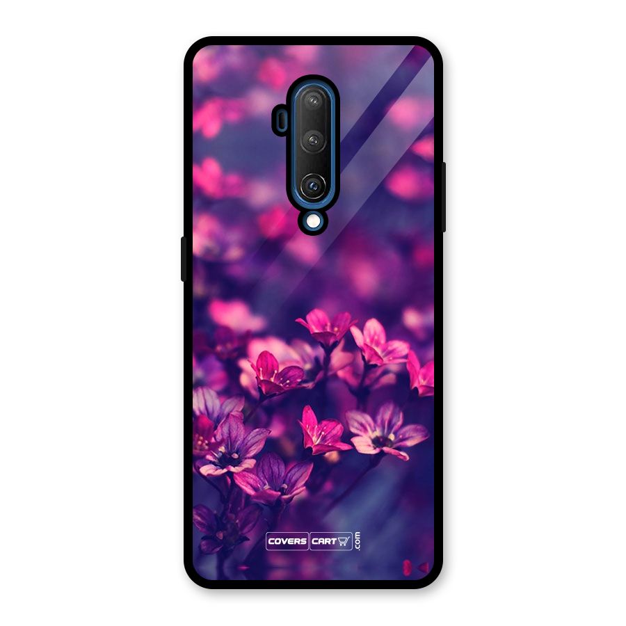 Violet Floral Glass Back Case for OnePlus 7T Pro