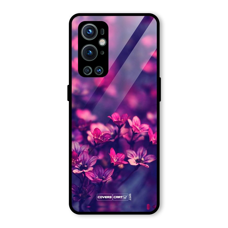 Violet Floral Glass Back Case for OnePlus 9 Pro