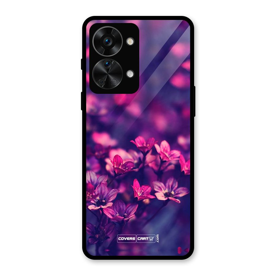 Violet Floral Glass Back Case for OnePlus Nord 2T