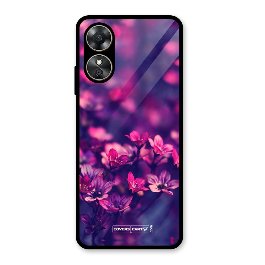 Violet Floral Glass Back Case for Oppo A17