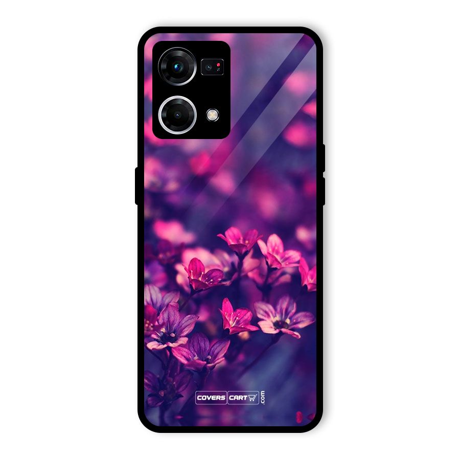 Violet Floral Glass Back Case for Oppo F21 Pro 4G