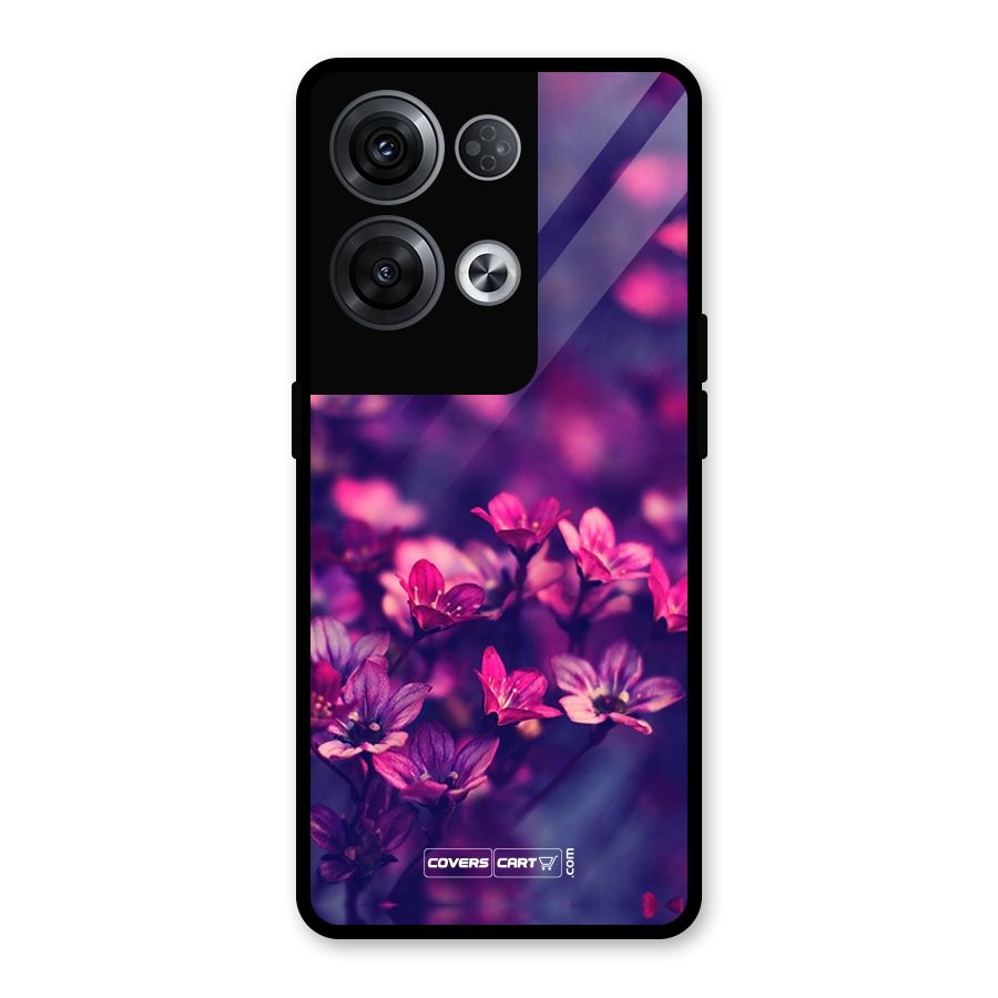 Violet Floral Glass Back Case for Oppo Reno8 Pro 5G