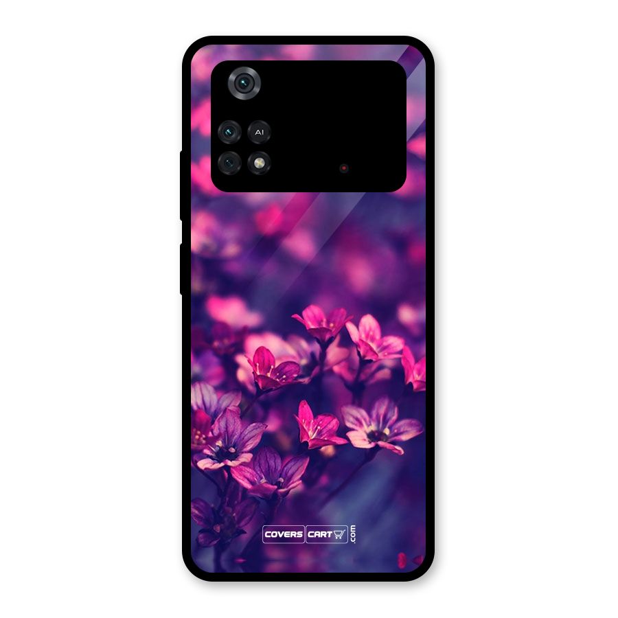 Violet Floral Glass Back Case for Poco M4 Pro 4G