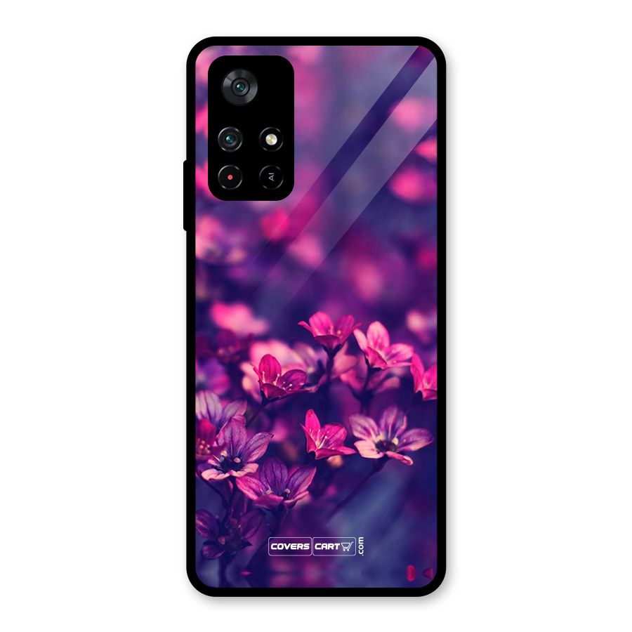 Violet Floral Glass Back Case for Poco M4 Pro 5G