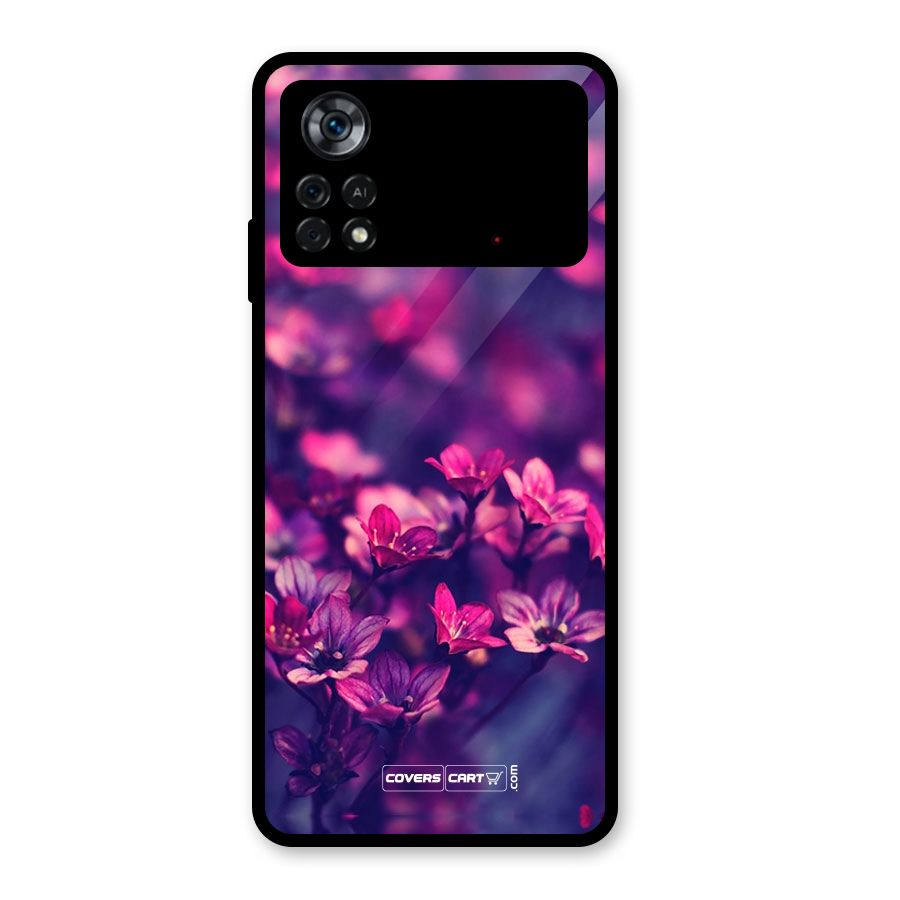 Violet Floral Glass Back Case for Poco X4 Pro 5G