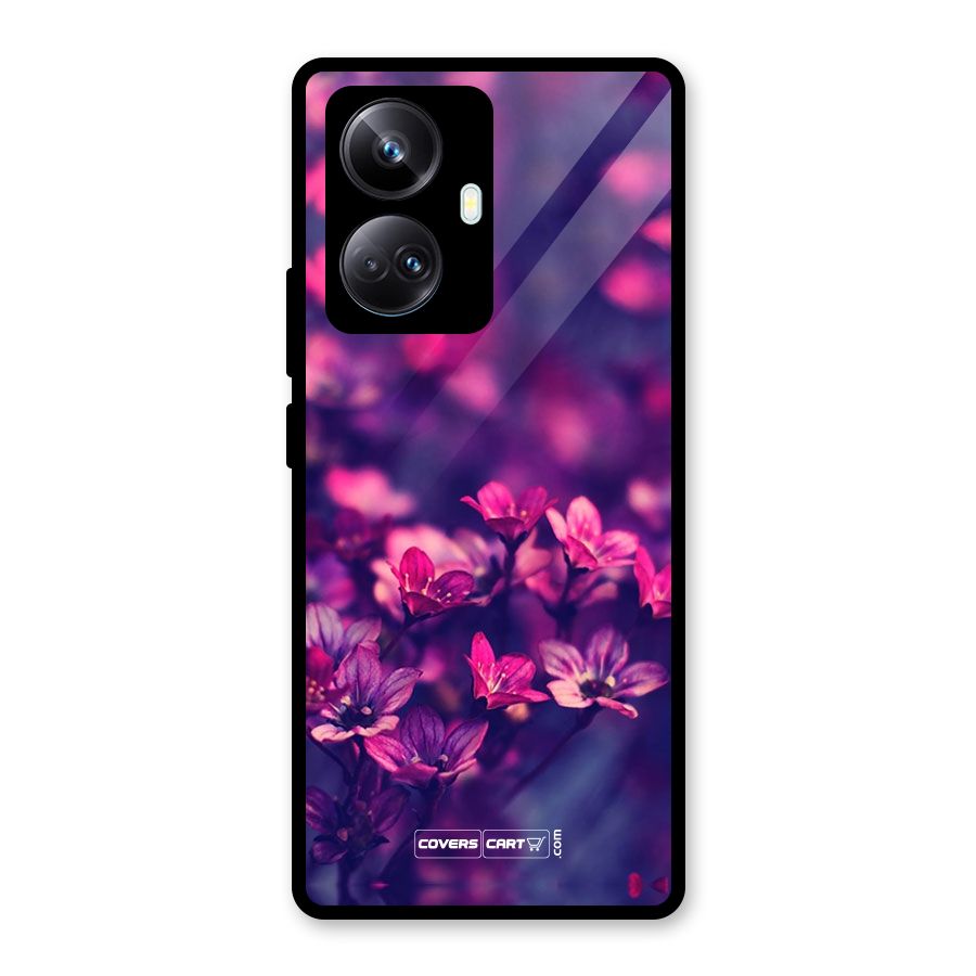 Violet Floral Glass Back Case for Realme 10 Pro Plus