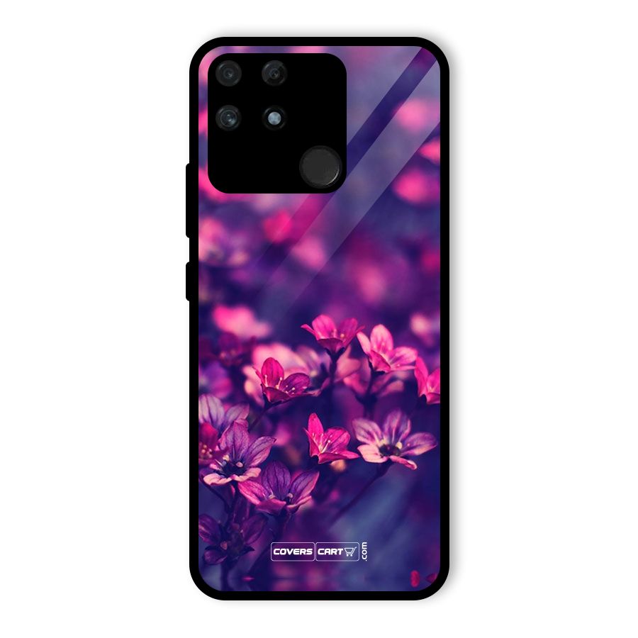 Violet Floral Glass Back Case for Realme Narzo 50A
