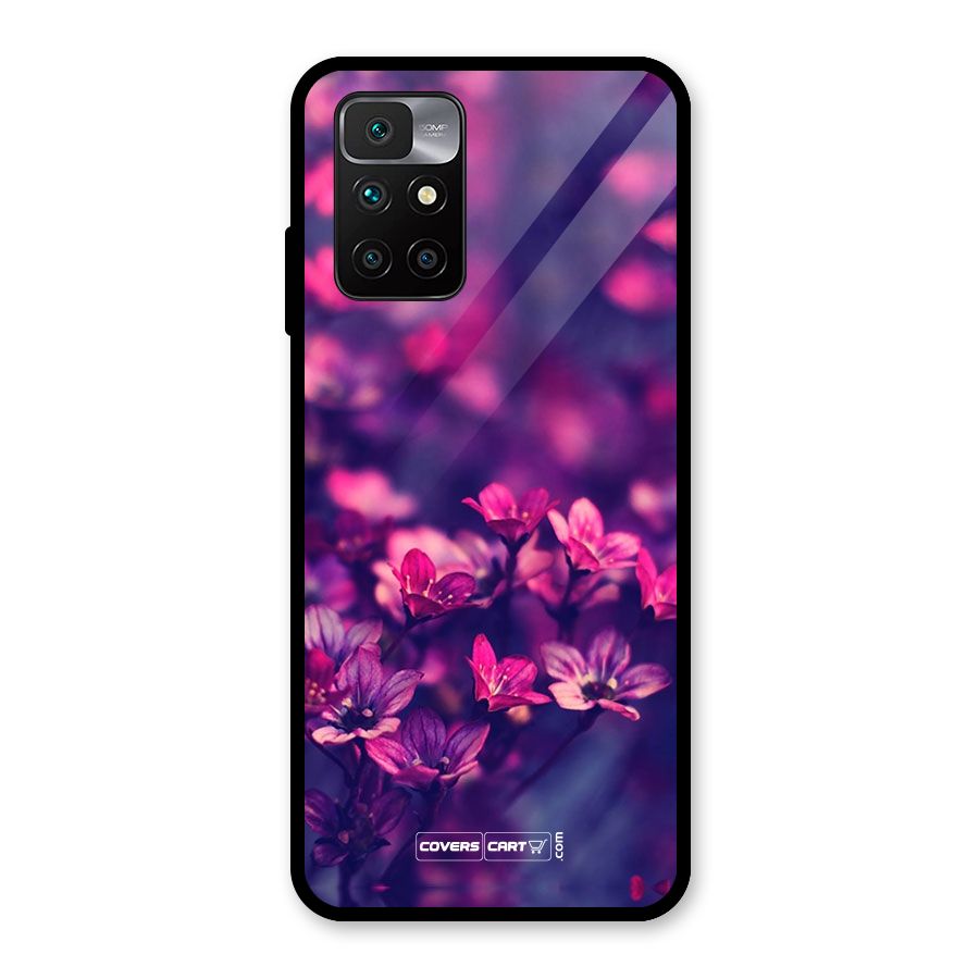 Violet Floral Glass Back Case for Redmi 10 Prime
