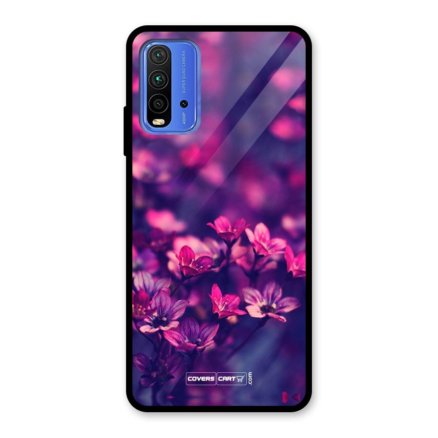 Violet Floral Glass Back Case for Redmi 9 Power