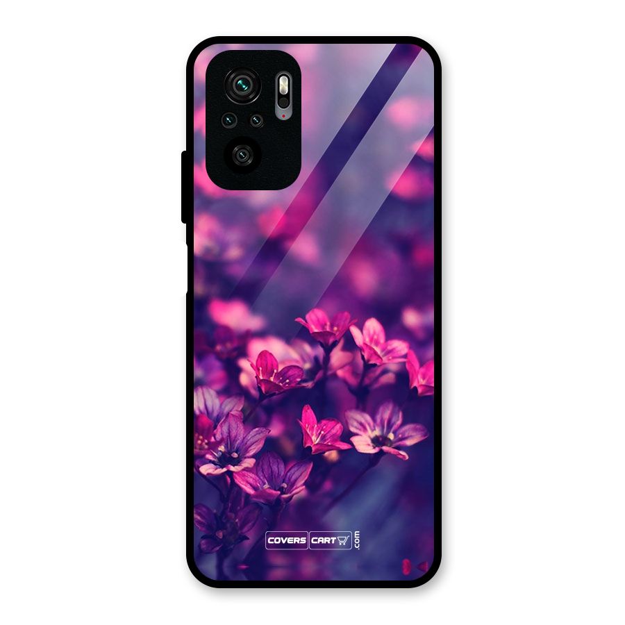 Violet Floral Glass Back Case for Redmi Note 10S
