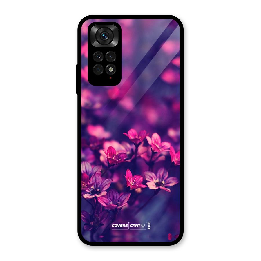 Violet Floral Glass Back Case for Redmi Note 11