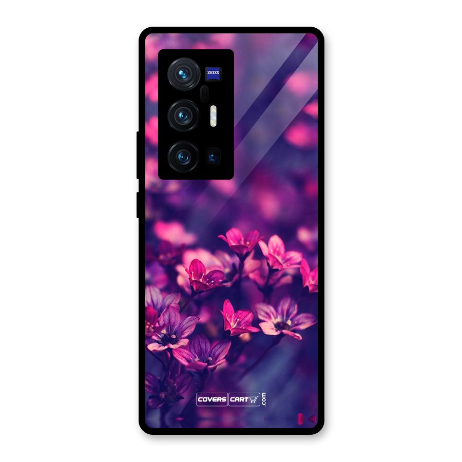 Violet Floral Glass Back Case for Vivo X70 Pro Plus