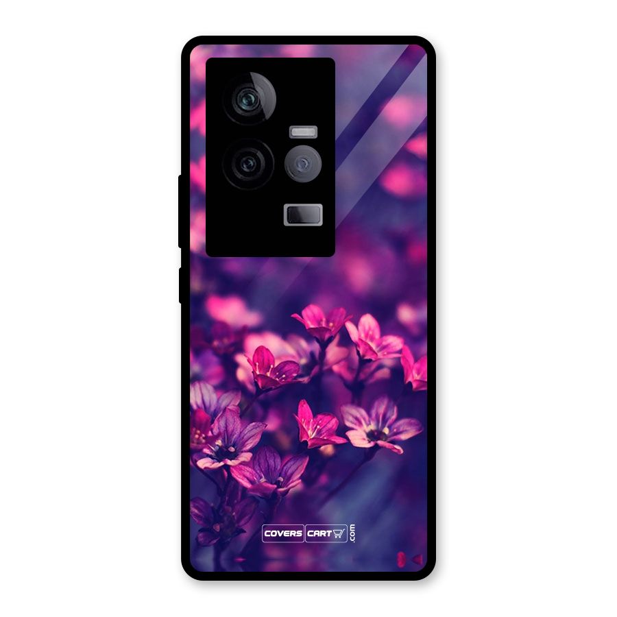 Violet Floral Glass Back Case for Vivo iQOO 11 5G