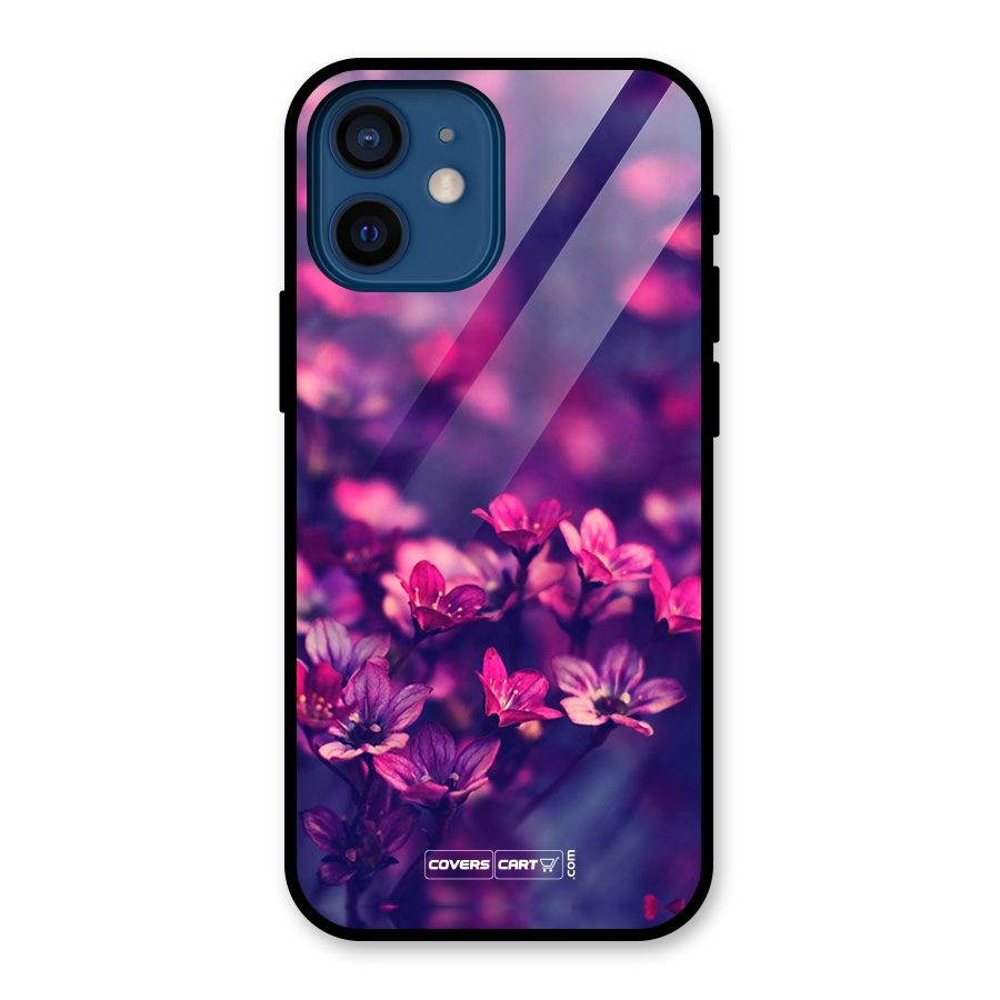 Violet Floral Glass Back Case for iPhone 12 Mini