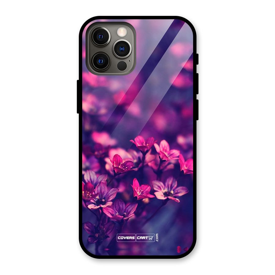 Violet Floral Glass Back Case for iPhone 12 Pro