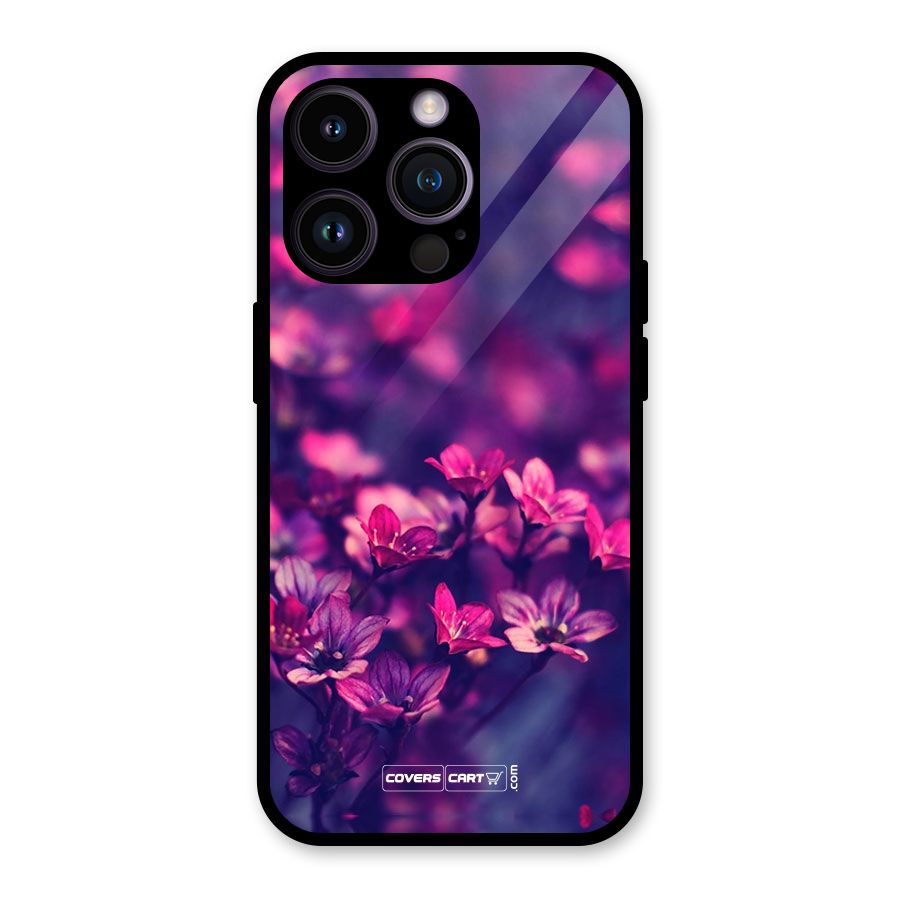 Violet Floral Glass Back Case for iPhone 14 Pro