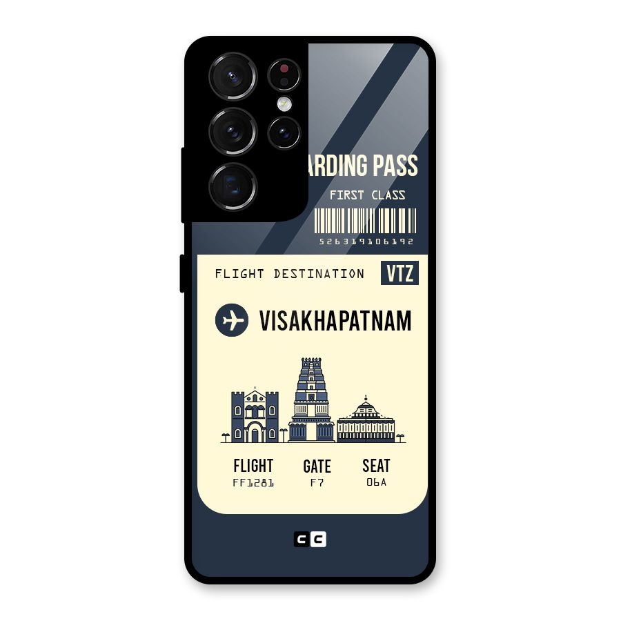 Vishakapatnam Boarding Pass Glass Back Case for Galaxy S21 Ultra 5G