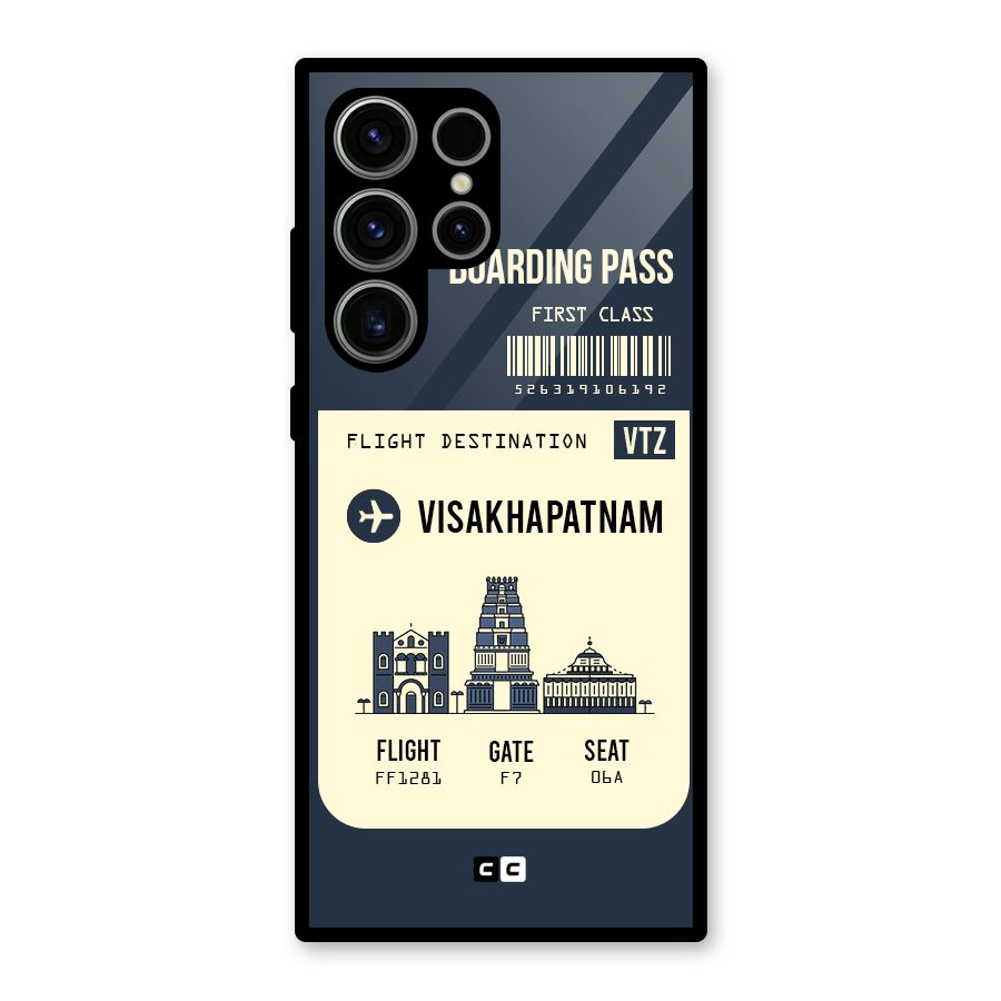 Vishakapatnam Boarding Pass Glass Back Case for Galaxy S23 Ultra