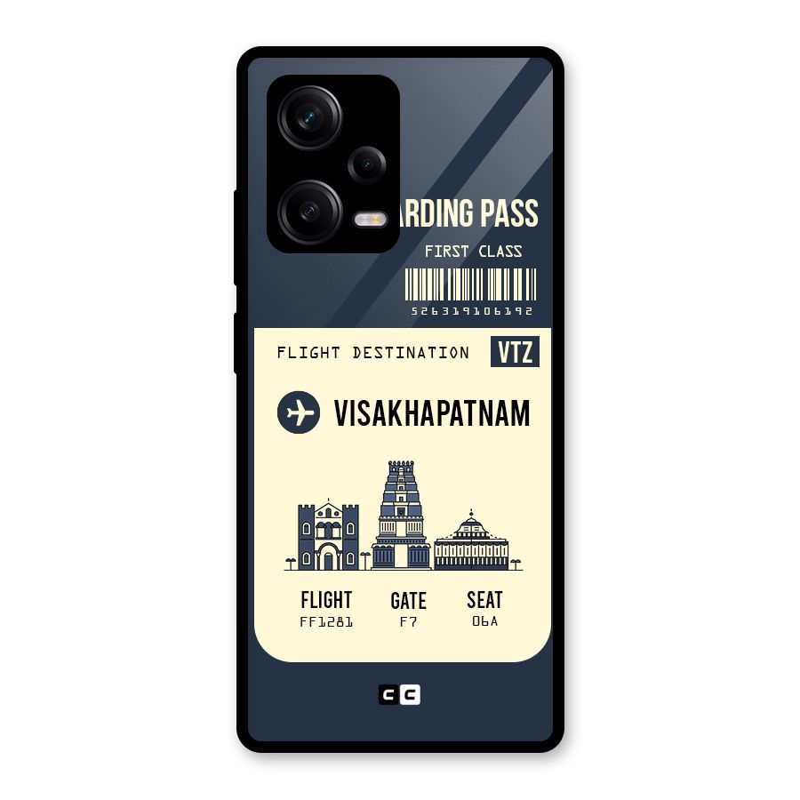 Vishakapatnam Boarding Pass Glass Back Case for Redmi Note 12 Pro