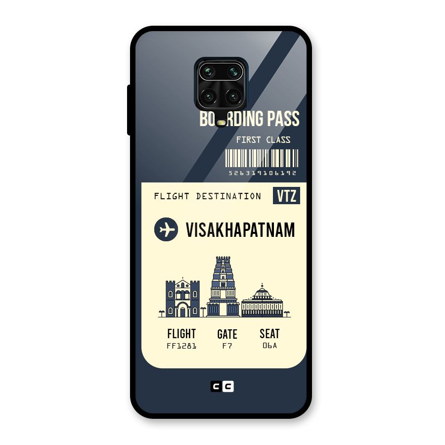 Vishakapatnam Boarding Pass Glass Back Case for Redmi Note 9 Pro