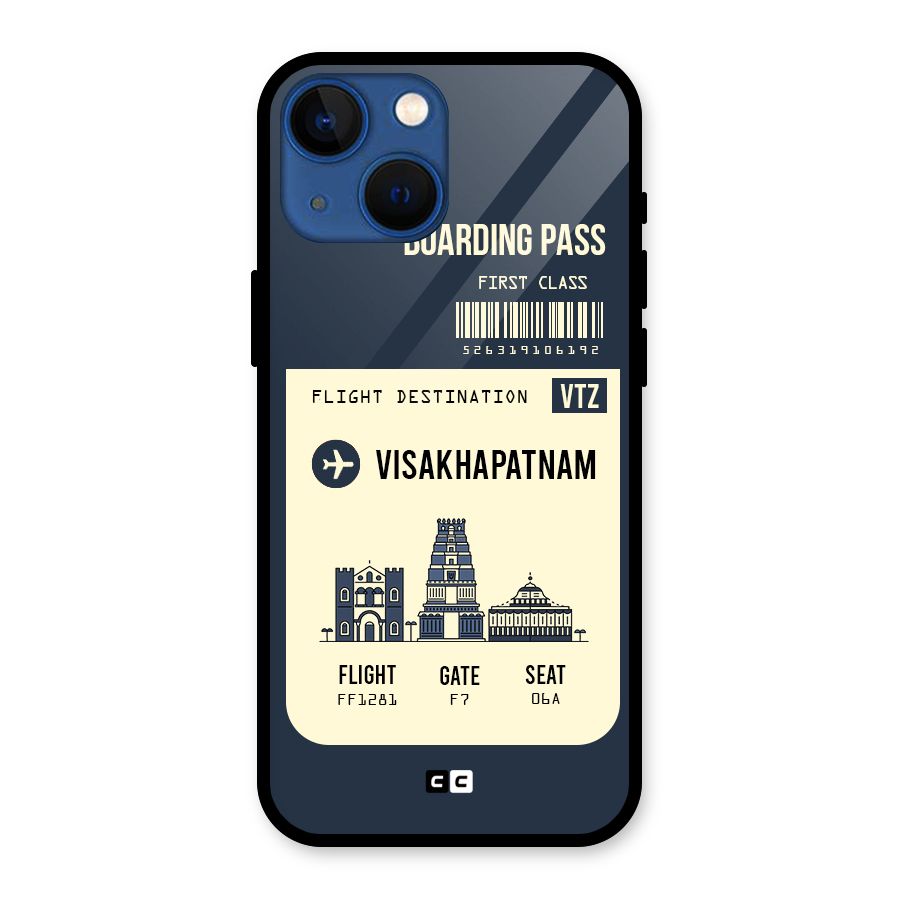 Vishakapatnam Boarding Pass Glass Back Case for iPhone 13 Mini