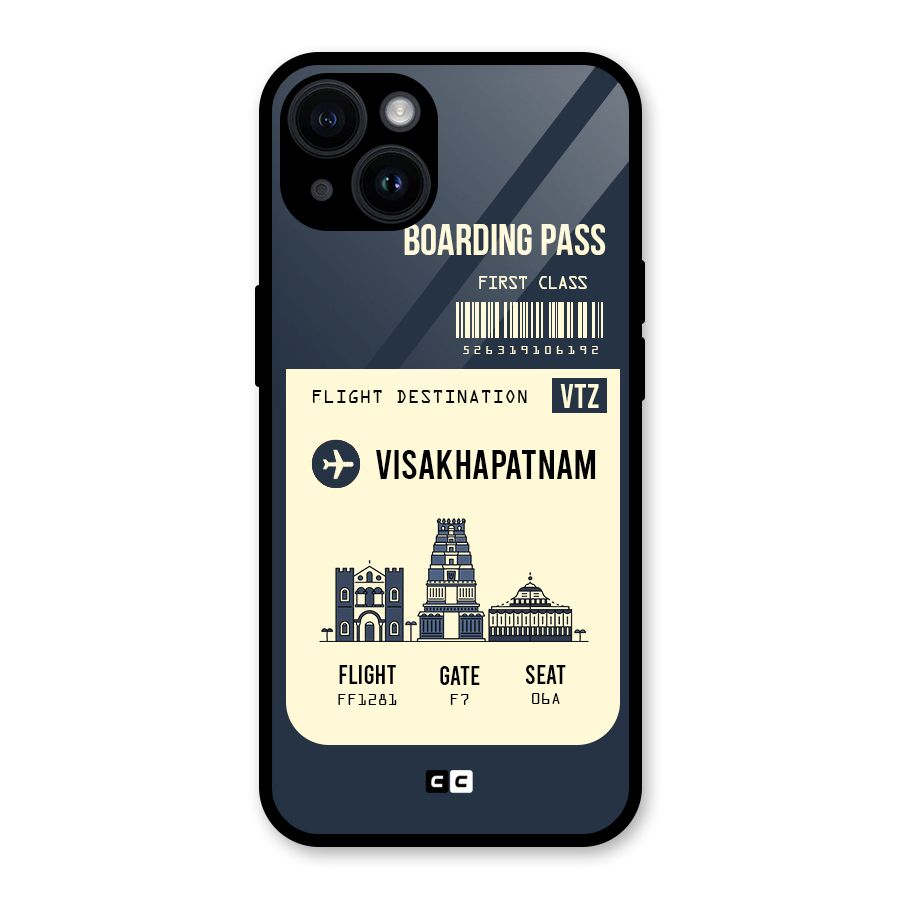 Vishakapatnam Boarding Pass Glass Back Case for iPhone 14
