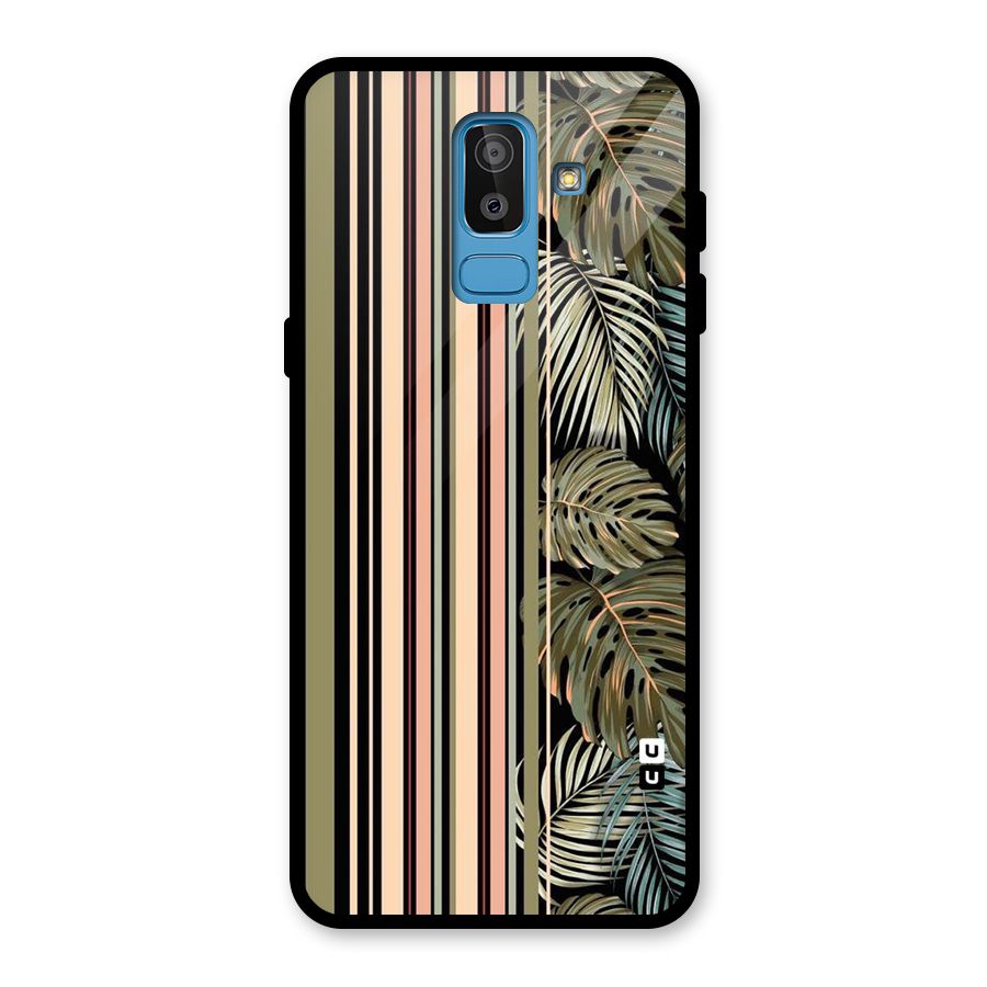 Visual Art Leafs Glass Back Case for Galaxy J8