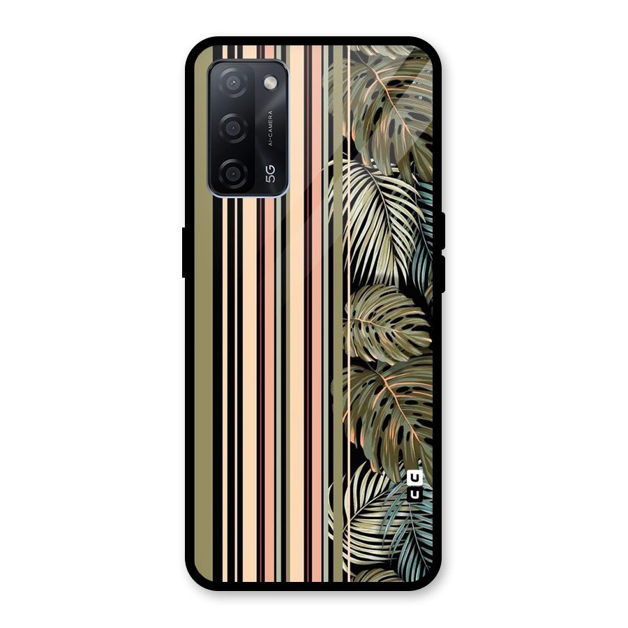 Visual Art Leafs Glass Back Case for Oppo A53s 5G