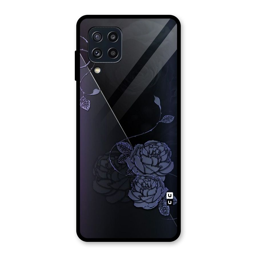 Voilet Floral Design Glass Back Case for Galaxy M32
