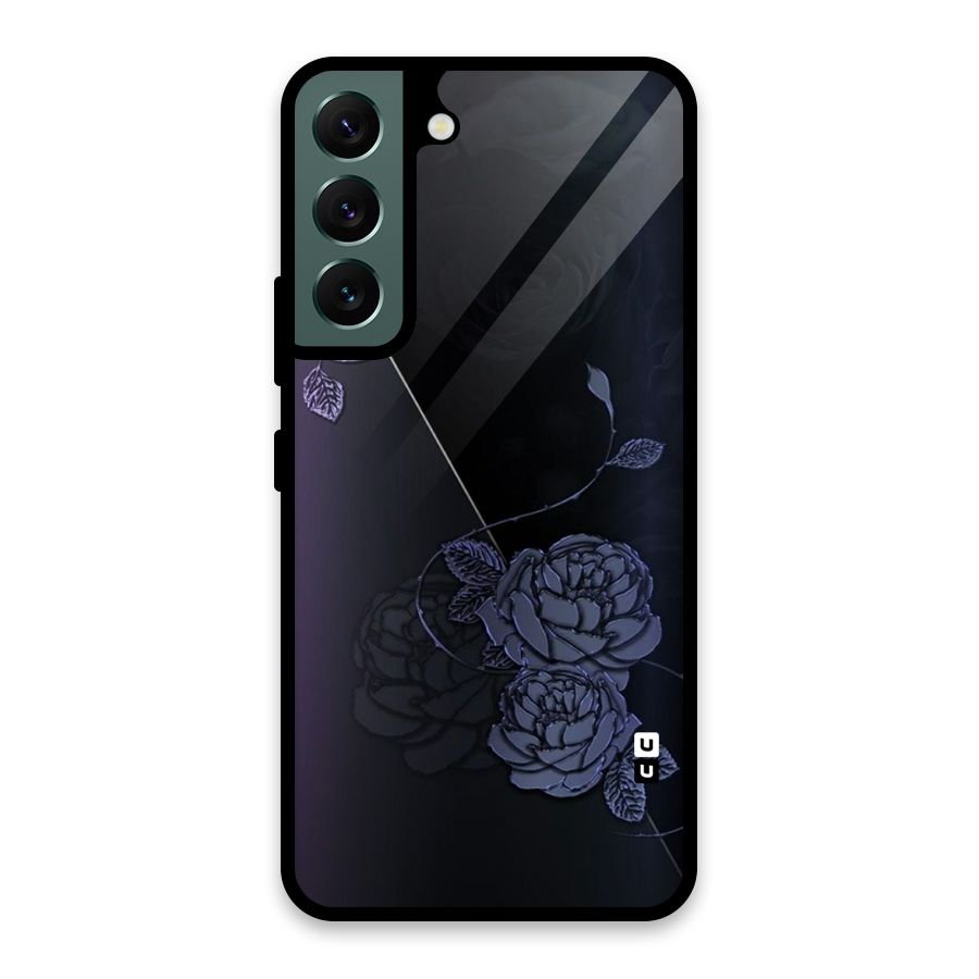 Voilet Floral Design Glass Back Case for Galaxy S22 5G