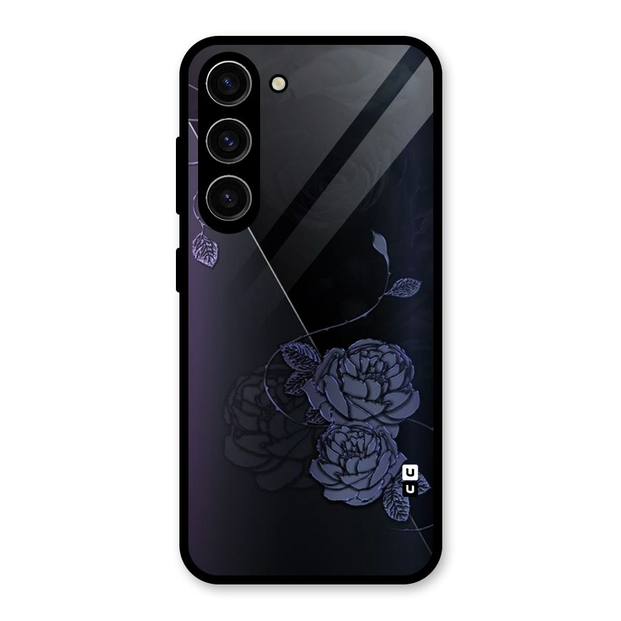 Voilet Floral Design Glass Back Case for Galaxy S23