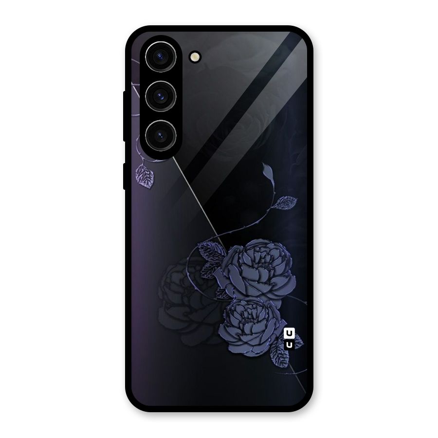 Voilet Floral Design Glass Back Case for Galaxy S23 Plus