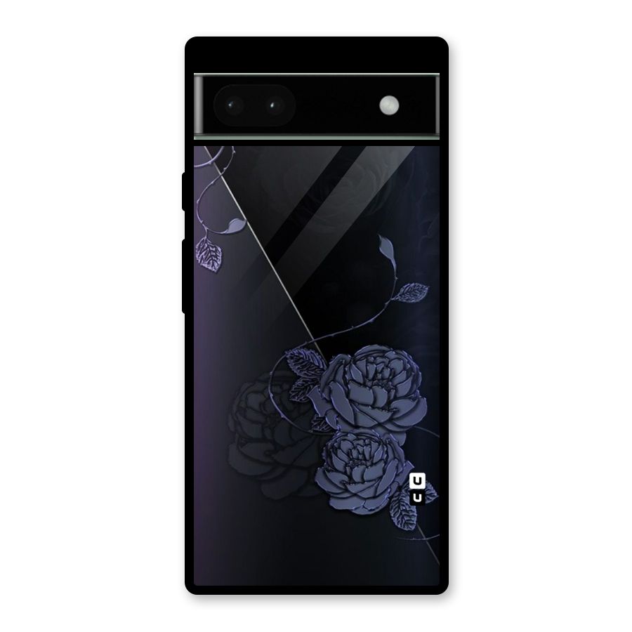 Voilet Floral Design Glass Back Case for Google Pixel 6a