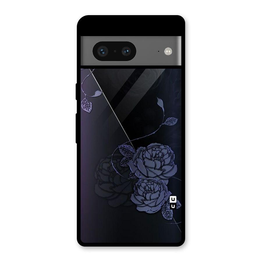 Voilet Floral Design Glass Back Case for Google Pixel 7