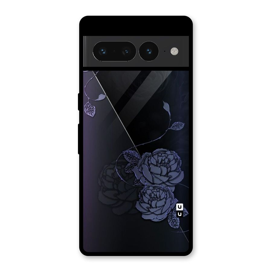 Voilet Floral Design Glass Back Case for Google Pixel 7 Pro